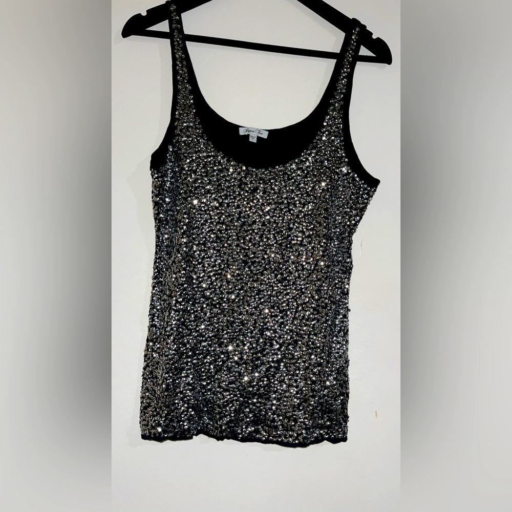 Large Black Sequence Top
